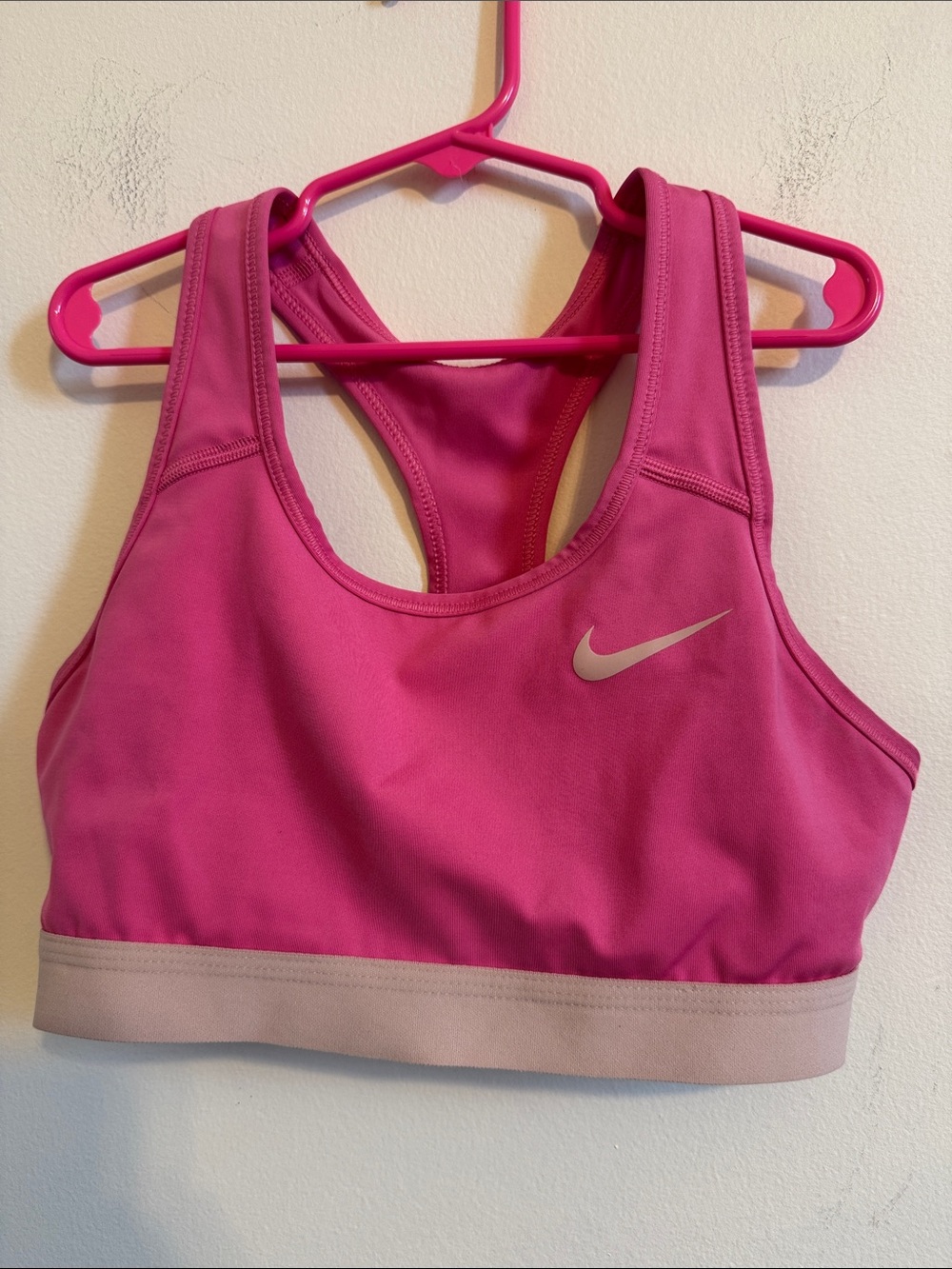 Nike Women’s Hot Pink Swim Sports Bra with Light Pink Band